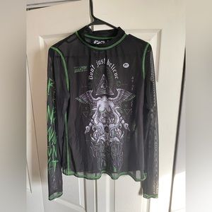 Killstar mockneck sheer long sleeve top